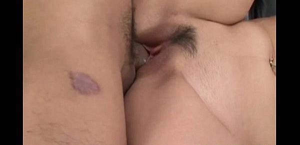  Ichika big boobed Asian babe gets hairy pussy spread and fucked hard
